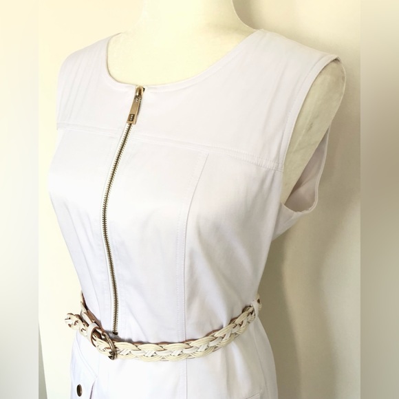 Sharagano White Belted Sleeveless Jean Dress Casual Dress Women’s Size 4 - Picture 4 of 10